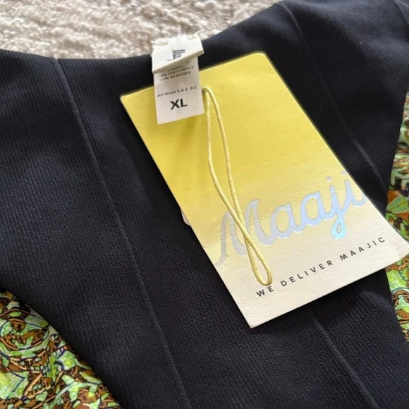 NWT Maaji Black and Green Floral Bikini Bottom - Picture 2 of 3